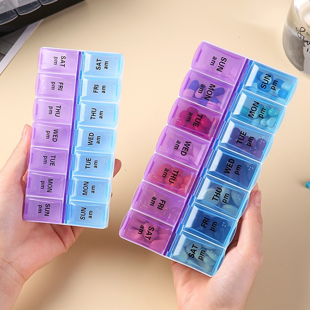 Home Office Setup - Unabhängige Pillendose mit 14 Fächern, tragbare
