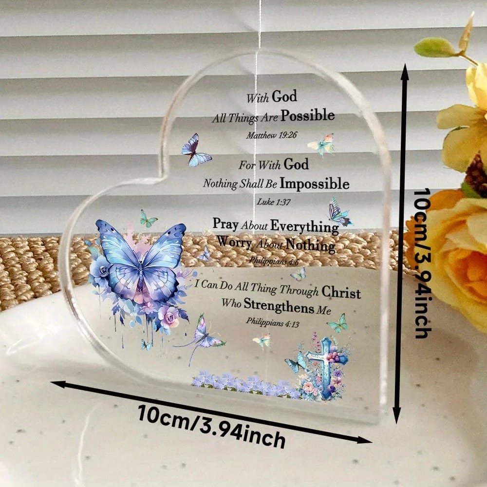 Home Office Gif - CIFBUY Acryl-Wanddekoration, 2D, christliches Herz, Bibelvers,