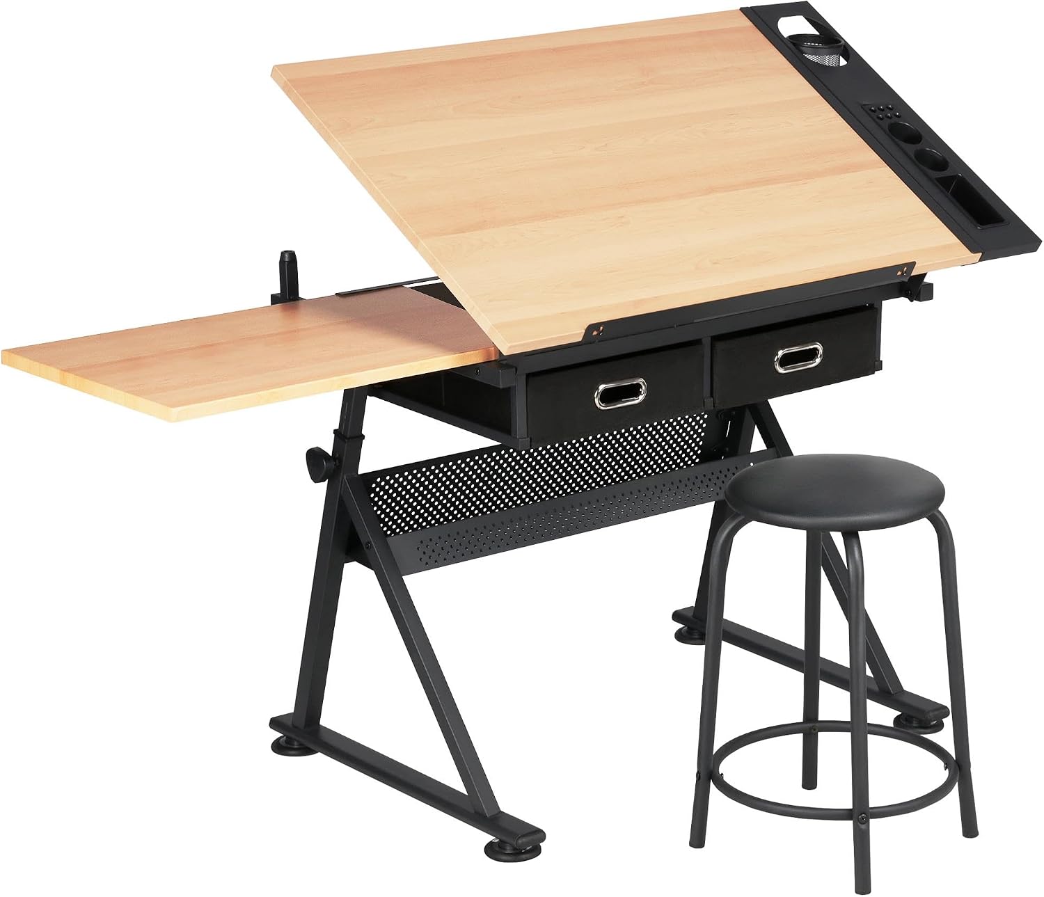 Home Office For Two - Verstellbarer Zeichentisch mit passendem Hocker, neigbare