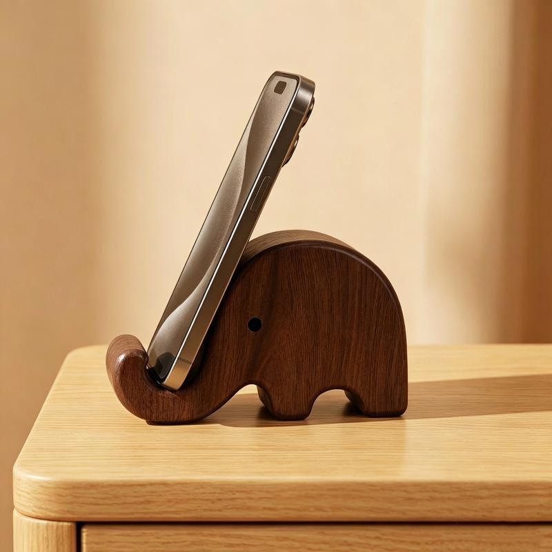 Home Office Design - Einfacher Handyhalter aus massivem Schwarznussholz, Visitenkartenständer,