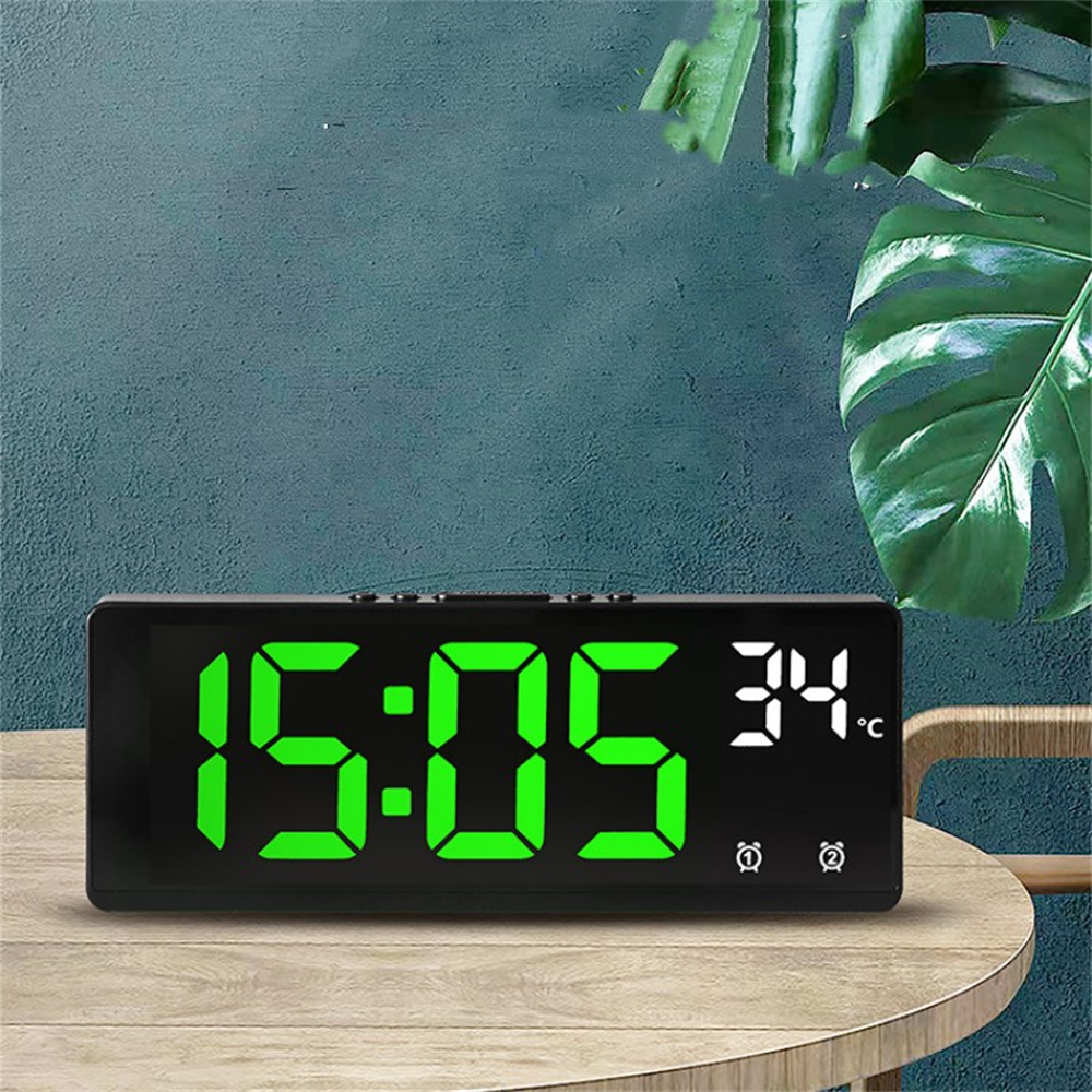 Led Desk Clock - Sprachsteuerung Digitaler Wecker Temperatur Dual Alarm