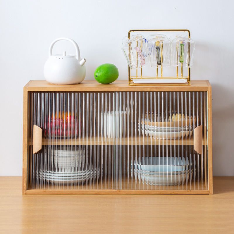 Desktop Organizer Bamboo - Küchenschrank aus massivem Holz im japanischen