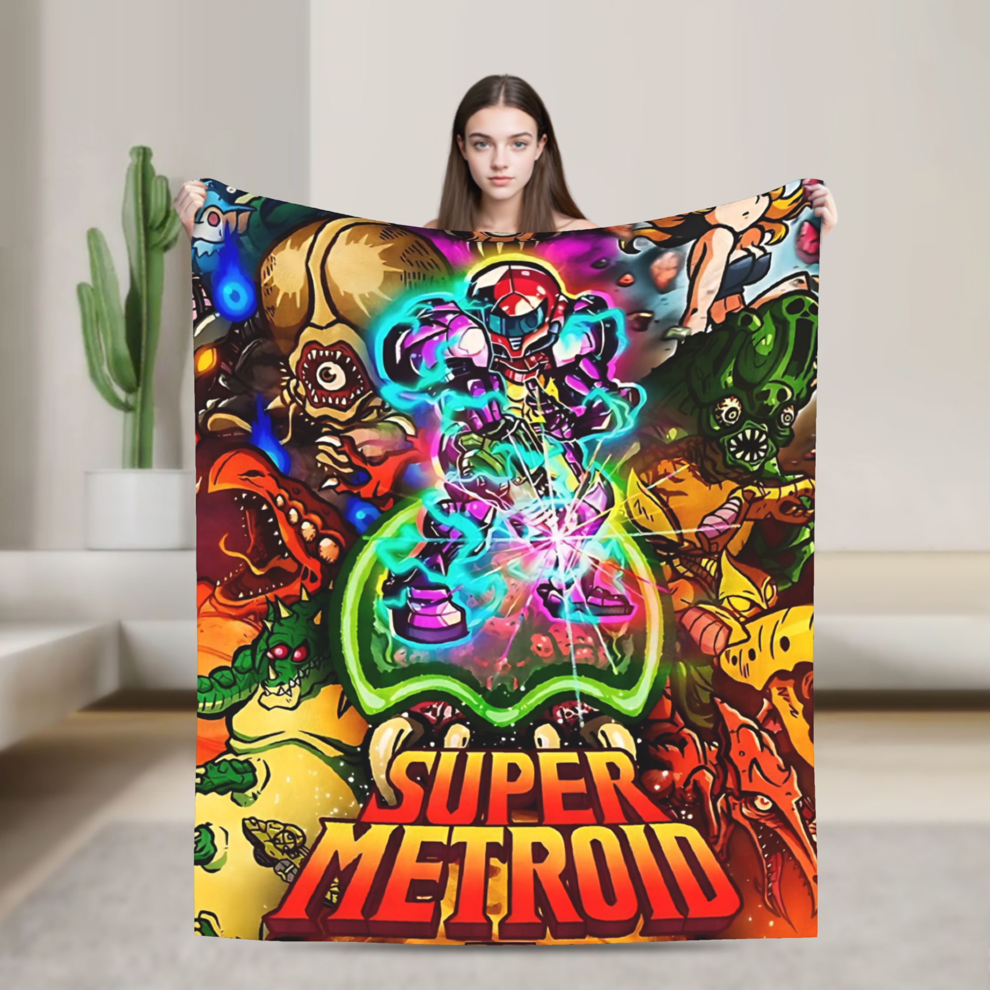Home Office Trend - Metroids Hero Game Flanelldecke, superweiche Überwurfdecke