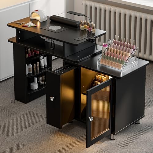 Desk Charging Station - Manikürtisch mit LED-Licht & Lampe, Nageltisch