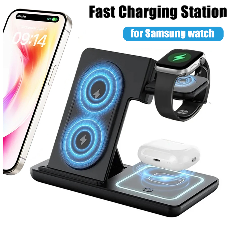 Desk Charging Station - 3-in-1 faltbarer kabelloser Ladegerät-Schreibtischständer für Samsung
