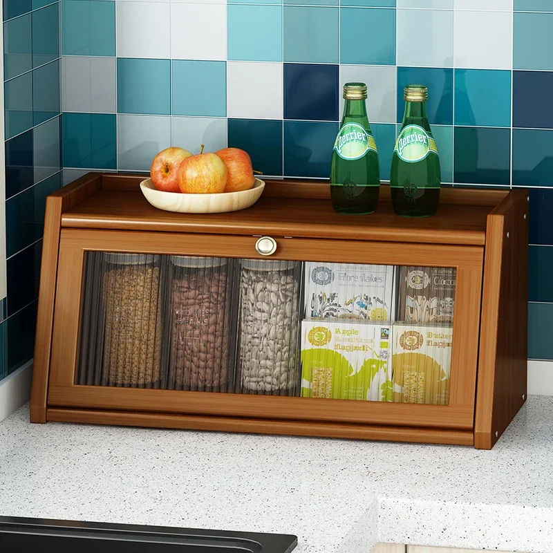 Desktop Organizer Bamboo - Bambus Küche Lagerschrank Acryl Tür Geschirr
