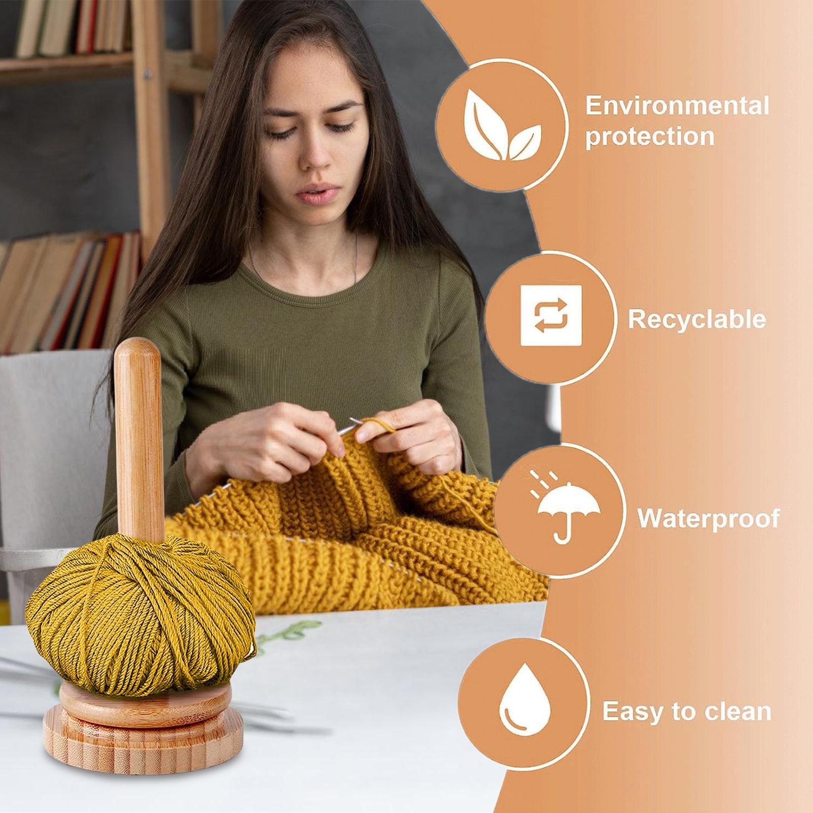Desktop Organizer Bamboo - Drehbarer Garnhalter aus Holz, Wollspulenständer, Desktop-Garnspulenhalter
