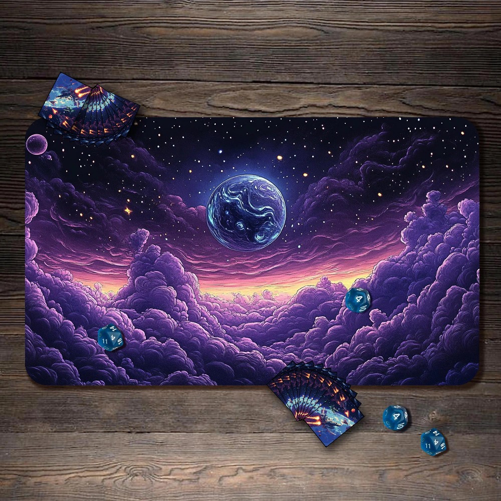 Home Office With View - Kosmischer Planet über lila Wolken TCG-Spielmatte