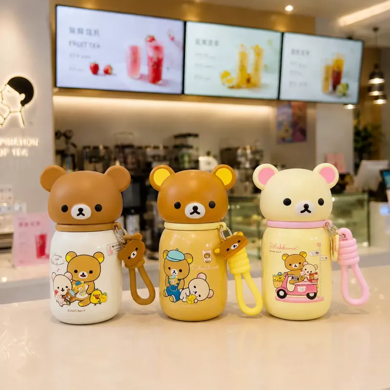 Home Office Gif - 2026 Neuer Rilakkuma Edelstahl-Isolierbecher, auslaufsicher, niedlicher