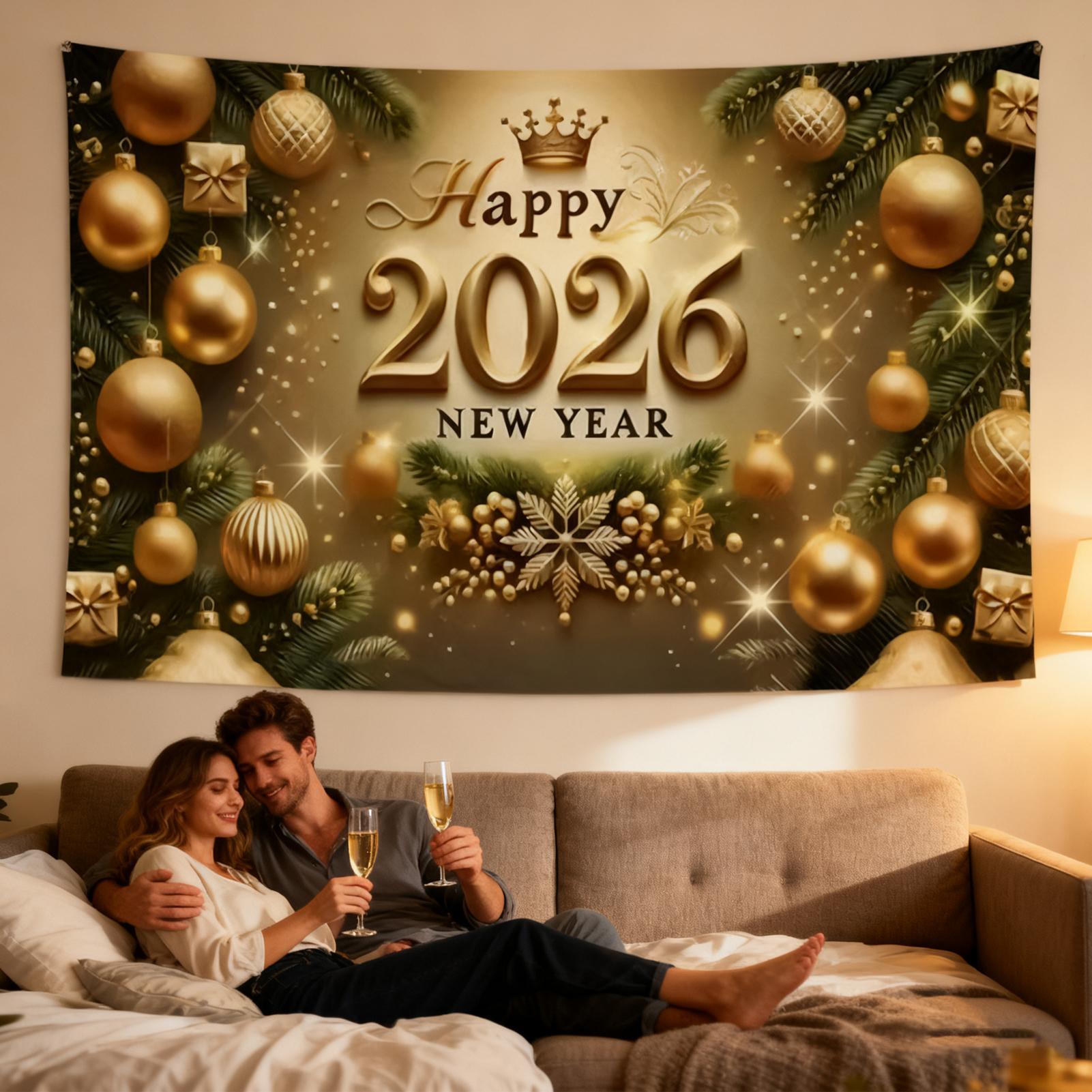 Frohes Neues Jahr-Banner, 7 x  – Home Office Backdrop Bewertung und Preis