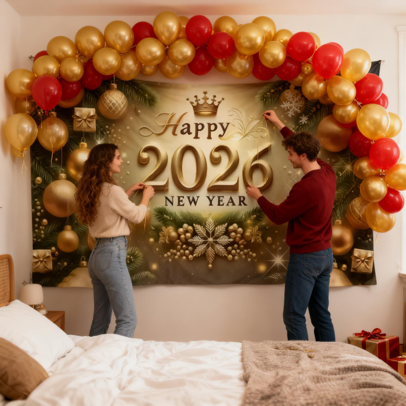 Frohes Neues Jahr-Banner, 7 x  – Home Office Backdrop Bewertung und Preis