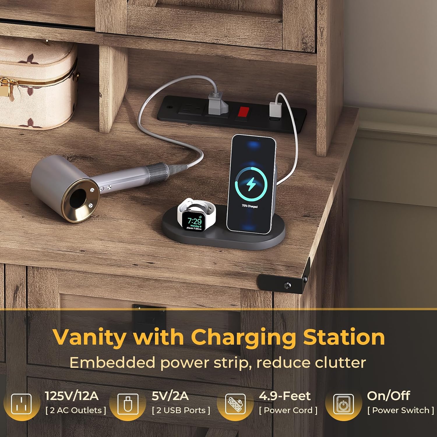 Farmhouse-Schminktisch aus rus – Desk Charging Station Bewertung und Preis