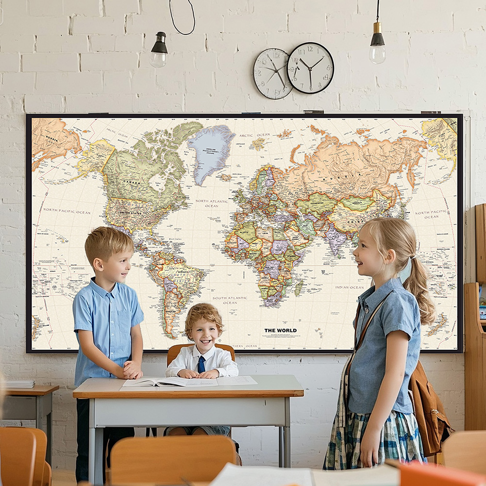 150 x 225 cm Retro-Weltkarte,  – Home Office Backdrop Bewertung und Preis