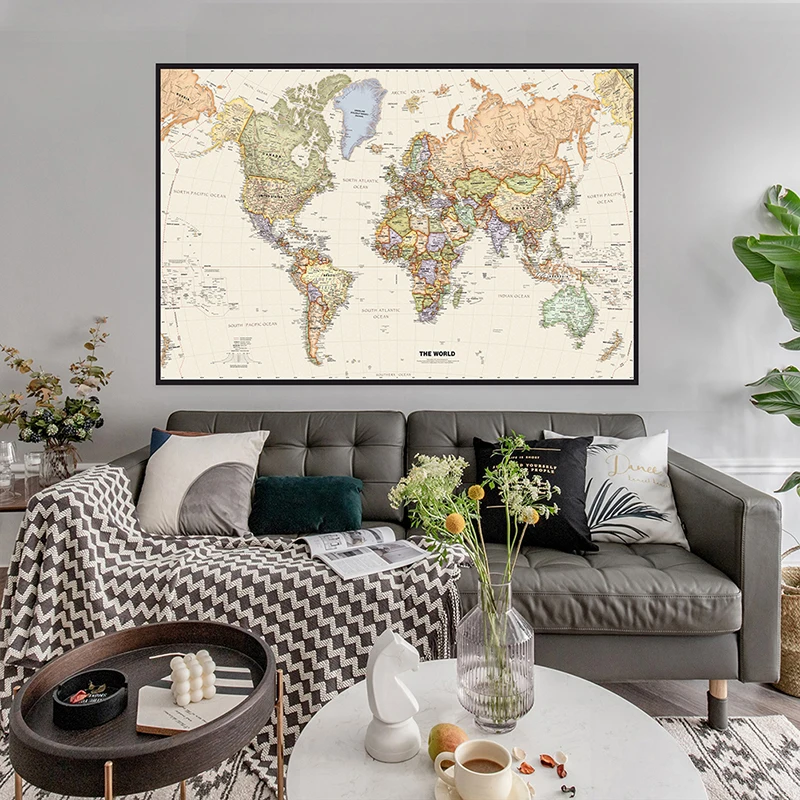 150 x 225 cm Retro-Weltkarte,  – Home Office Backdrop Bewertung und Preis