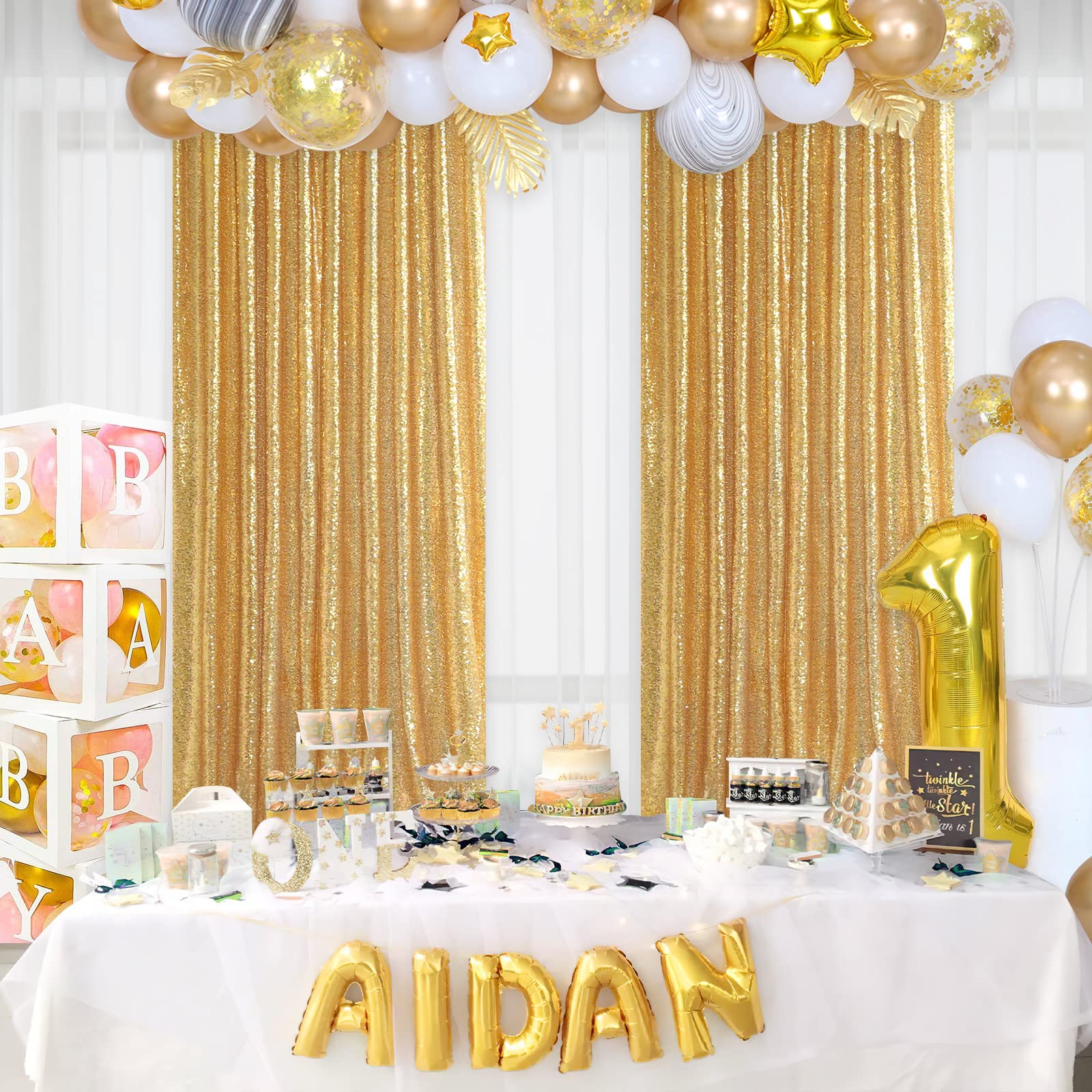 2PCS Gold Pailletten Party Hin – Home Office Backdrop Bewertung und Preis