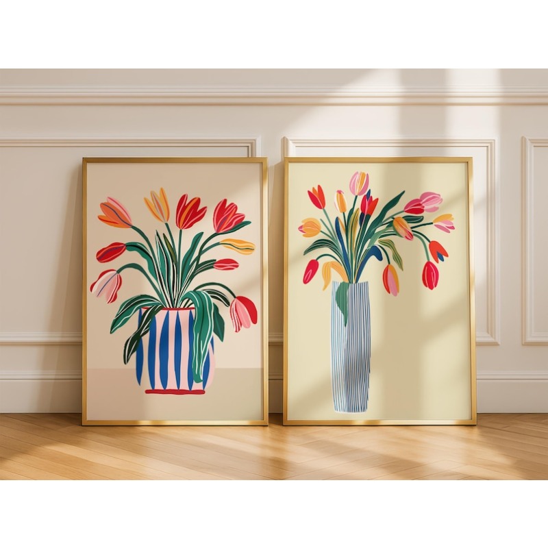2 Stück Tulpenblumen-Leinwand- – Home Office For Two Bewertung und Preis
