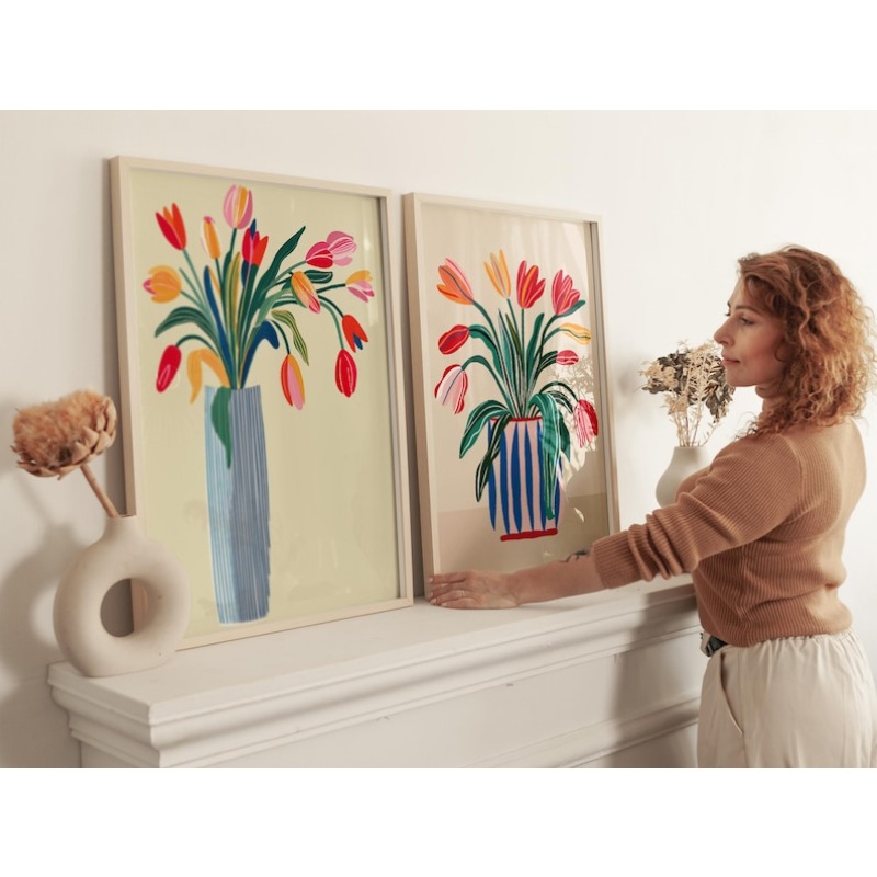 2 Stück Tulpenblumen-Leinwand- – Home Office For Two Bewertung und Preis