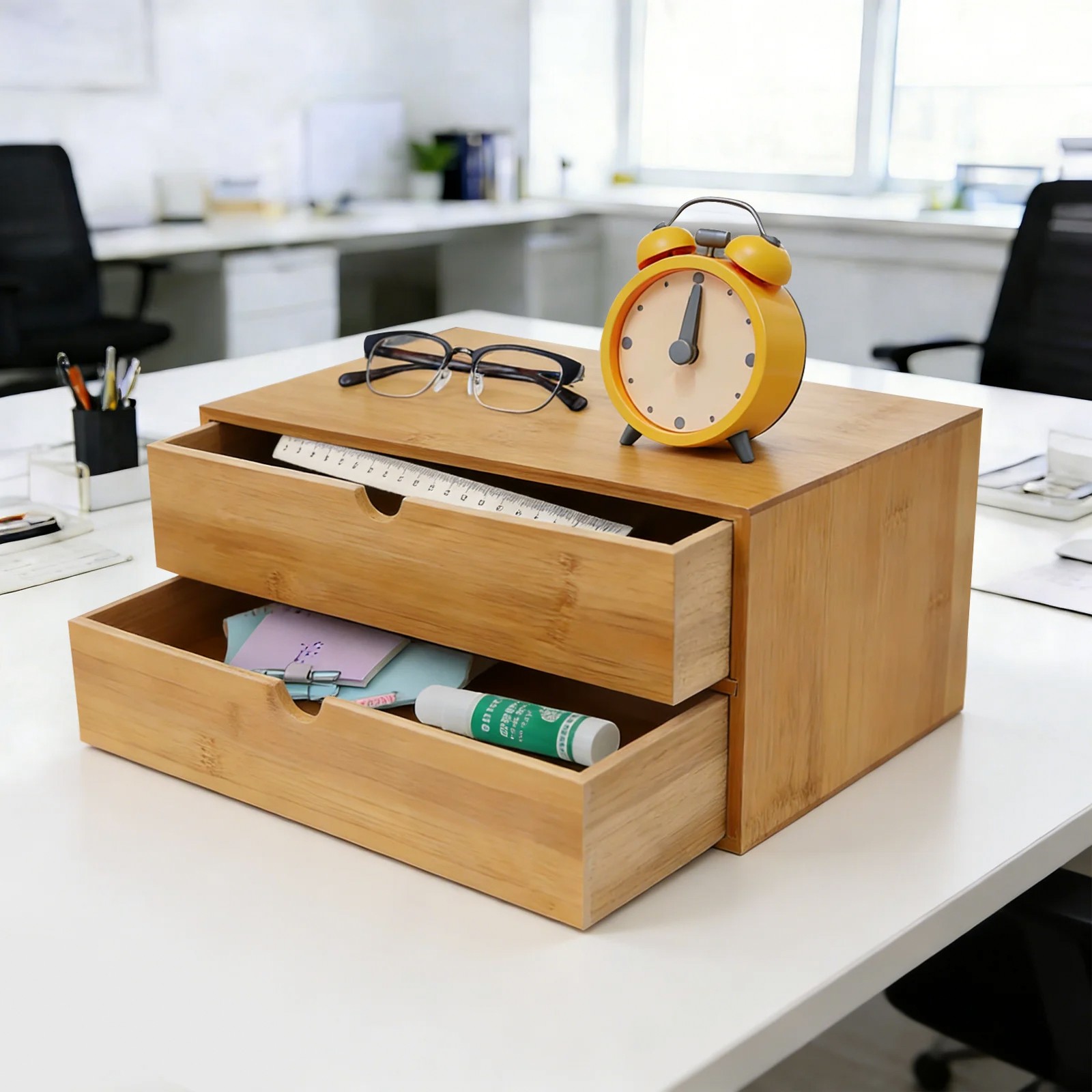 Schreibtisch-Organizer, 2-Schu – Desktop Organizer Bamboo Bewertung und Preis