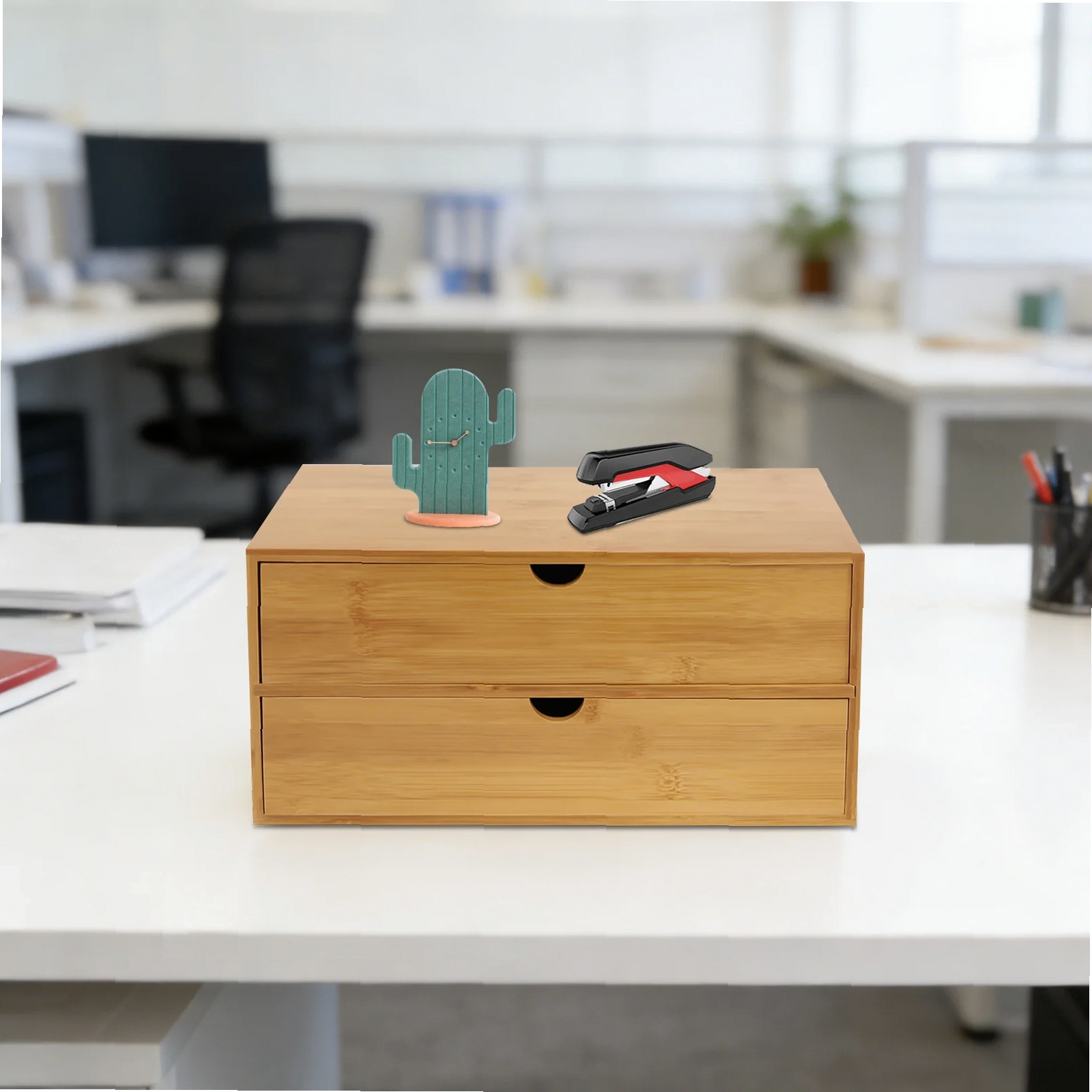 Schreibtisch-Organizer, 2-Schu – Desktop Organizer Bamboo Bewertung und Preis